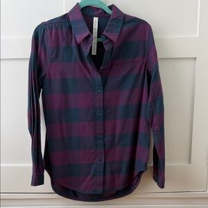 Lululemon Athletica Purple and Blue Plaid Flannel Shirt
